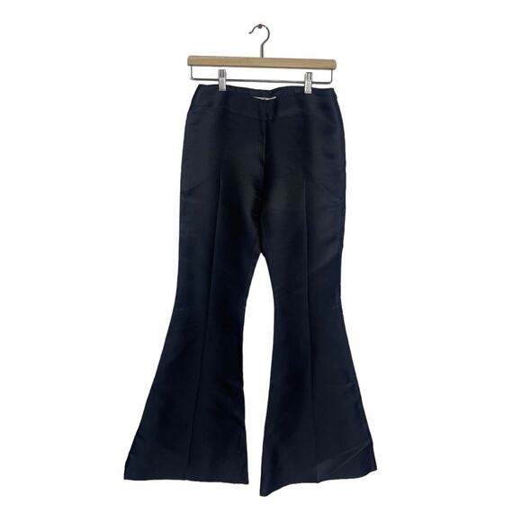 Acne Studios Women's 34 Black Flared Satin Silk Pleated Trousers Dress Pants EUC - Picture 1 of 4